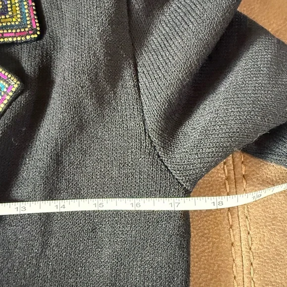 St John Evening Gorgeous Jacket black with multicolored paillettes pockets Sz 6 - Picture 6 of 12